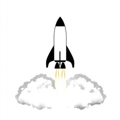Fototapeta premium Monochrome Rocket Launch Illustration