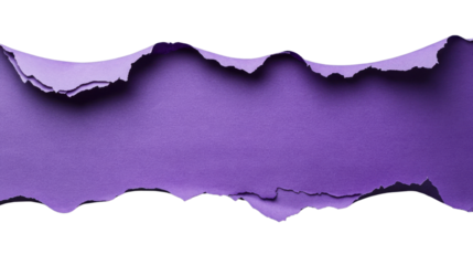Purple torn paper with transparent background creating copy space