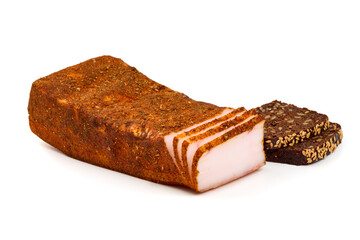 Smoked Pork Loin Isolated on White Background.