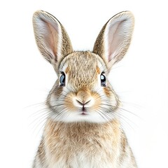 Obraz premium Cute bunny rabbit portrait, white background, pet, Easter