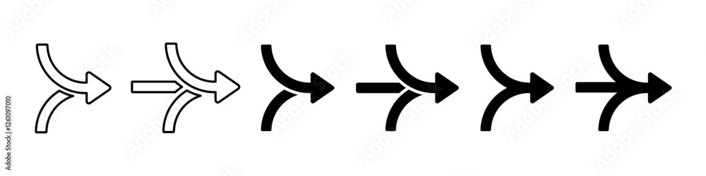 Poster arrows merging icon. merge arrow symbol set. consolidate, merge arrow concept. vector icons