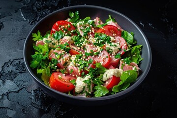 Mediterranean Tuna Salad with Sesame Seeds and Parsley