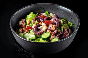 Colorful Garnishes Elevate Tako Poke Dish