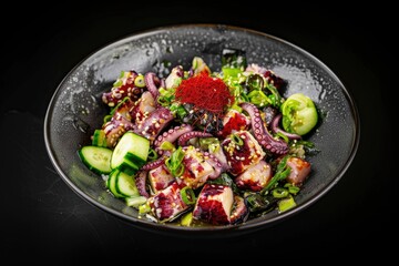 Exotic Flavors and Textures in Tako Poke Bowl