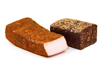 Smoked Pork Loin Isolated on White Background.