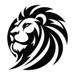 Majestic Lion Head Vector Logo – Bold Black and White Illustration