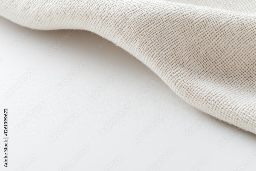 Poster detailed macro shot of cotton fabric with visible weave patterns illuminated by soft natural light o