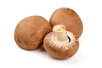 Fresh Cremini Mushrooms Isolated on White Background.