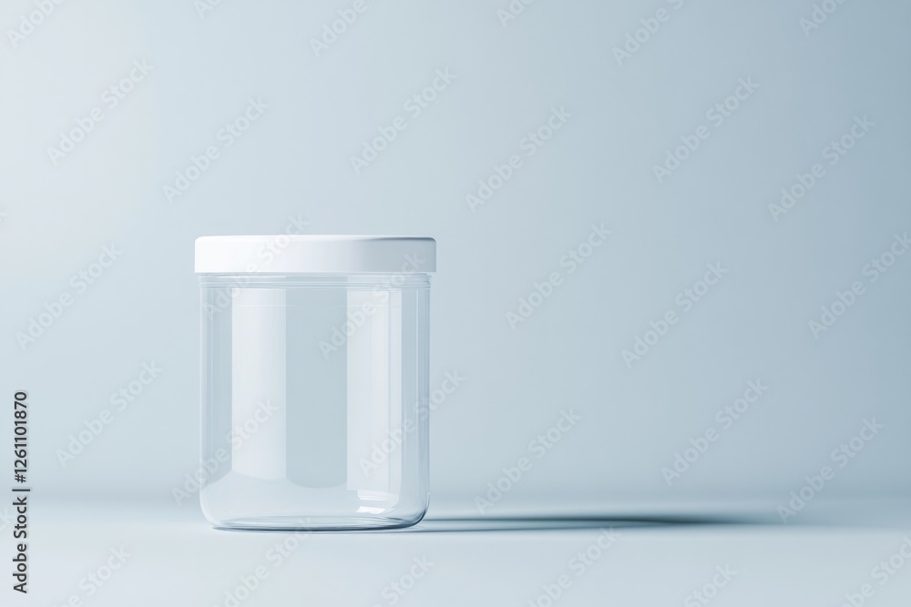 Aufkleber dynamic design of transparent plastic food container with white lid displayed on plain white backgro