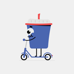 Vector illustration of cute scooter riding cup