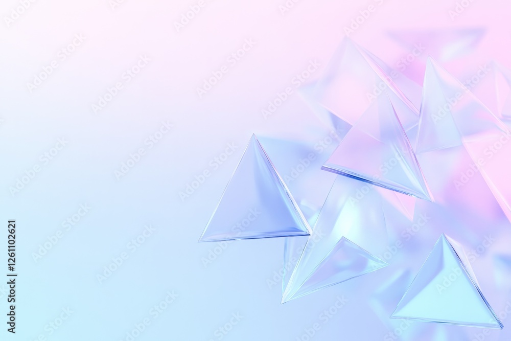 Leinwandbilder dynamic view of abstract triangles arranged in chaotic pattern illuminated by soft pastel gradients