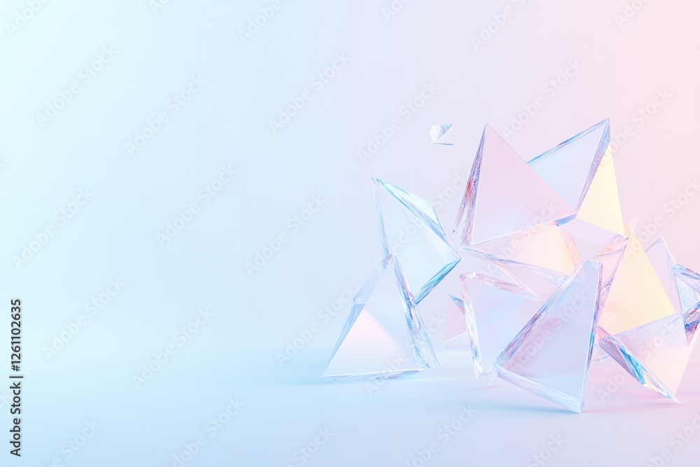 Leinwandbilder dynamic view of abstract triangles arranged in chaotic pattern illuminated by soft pastel gradients