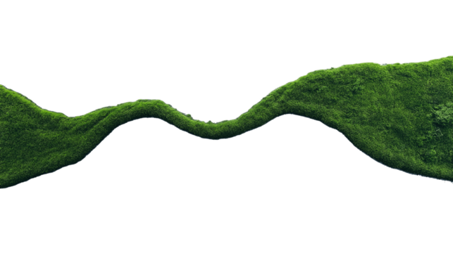 Vibrant Green Moss Wave Isolated on Transparent Background – Natural Texture for Eco-Friendly Designs and Nature-Inspired Compositions. Cutout.
