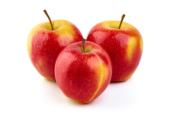 Red prince apples, isolated on white background.