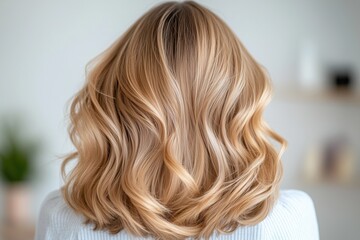 Naklejka premium Perfekt gestylte blonde Locken im Friseursalon 