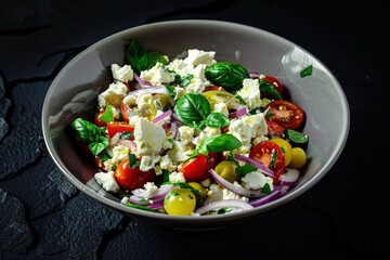 Feta Cheese and Tomato Combination with White Wine Vinegar