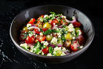 Healthy Wholesome Salad Recipe with Fresh Tomatoes Feta