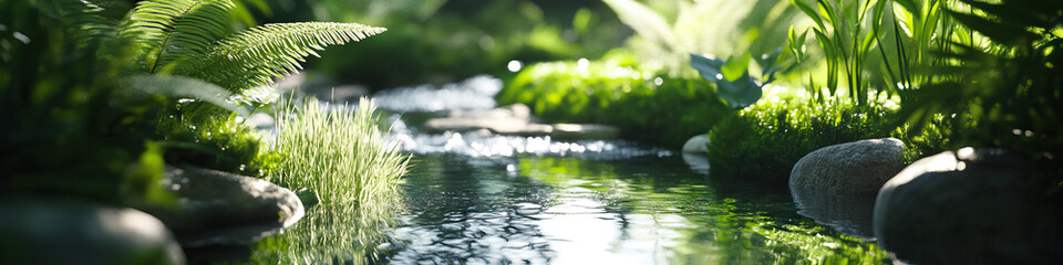 Fototapeta premium Stream and Vegetation in a Natural Setting