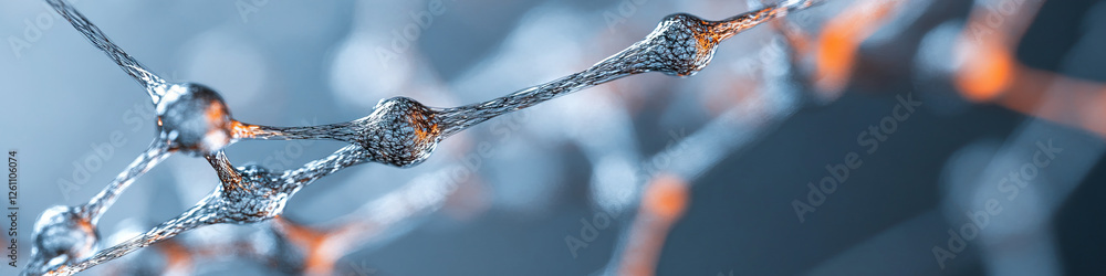 Poster 3d rendered network of interconnected nodes