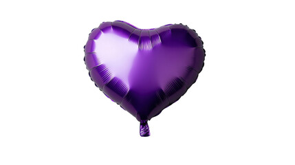 Shiny purple heart balloon on transparent background