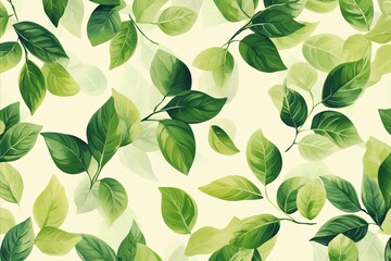 Fototapeta premium Seamless pattern of green leaves - spring nature background