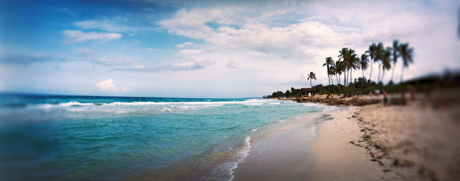 Scenic view of beach against cloudy sky, Santa Maria Del Mar Beach, Havana, Cuba,.