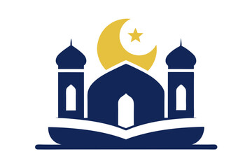 Islamic Education Logo with Open Book and Mosque Elements, Islamic logo vector illustration, logo design 