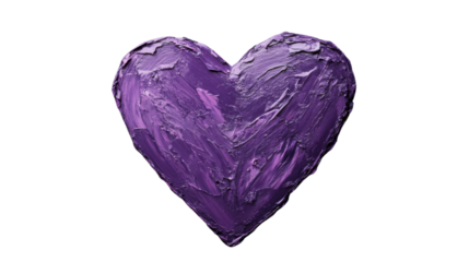 Purple heart symbol representing love and affection on transparent background