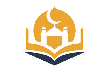 Islamic Education Logo with Open Book and Mosque Elements, Islamic logo vector illustration, logo design 