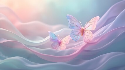 Pastel Butterfly glowing beautiful natural cute background.