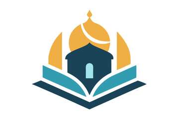 Islamic Education Logo with Open Book and Mosque Elements, Islamic logo vector illustration, logo design 