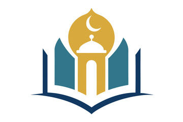 Islamic Education Logo with Open Book and Mosque Elements, Islamic logo vector illustration, logo design 