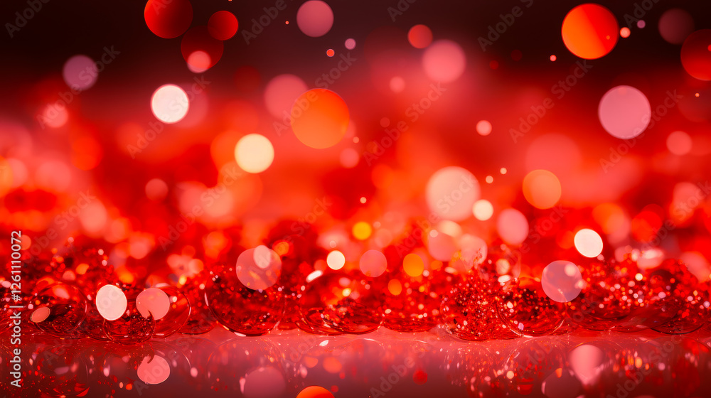 Fototapete Vibrant red bokeh background creating an enchanting atmosphere at a festive gathering in the evening