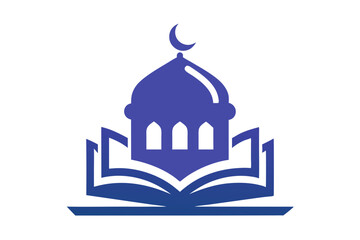 Islamic Education Logo with Open Book and Mosque Elements, Islamic logo vector illustration, logo design 