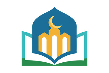 Islamic Education Logo with Open Book and Mosque Elements, Islamic logo vector illustration, logo design 