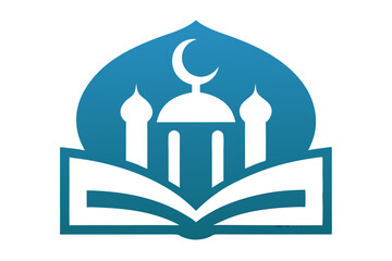 Fototapeta premium Islamic Education Logo with Open Book and Mosque Elements, Islamic logo vector illustration, logo design 