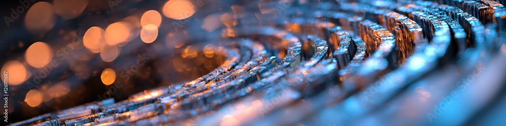 Aufkleber abstract metallic concentric rings with bokeh background