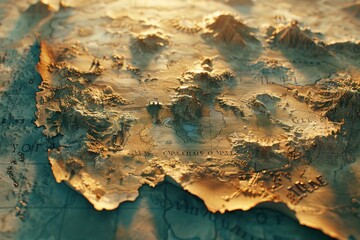 A torn map reveals a lost city's remnants, merging soft edges with faded cartography in gentle light