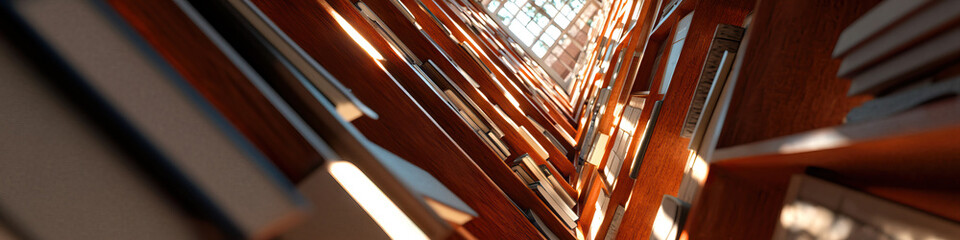 Obraz premium Interior View of Bookshelves and Books