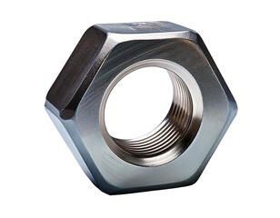 Hexagon nut isolated on white background, cutout 