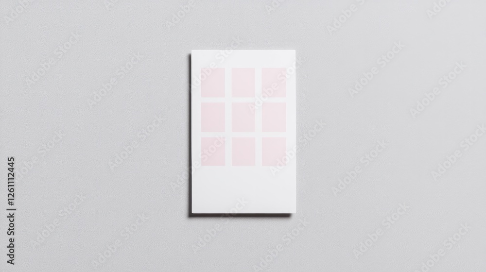 Poster minimalist studio shot of lotto card with numbered tokens aligned symmetrically displayed on solid g