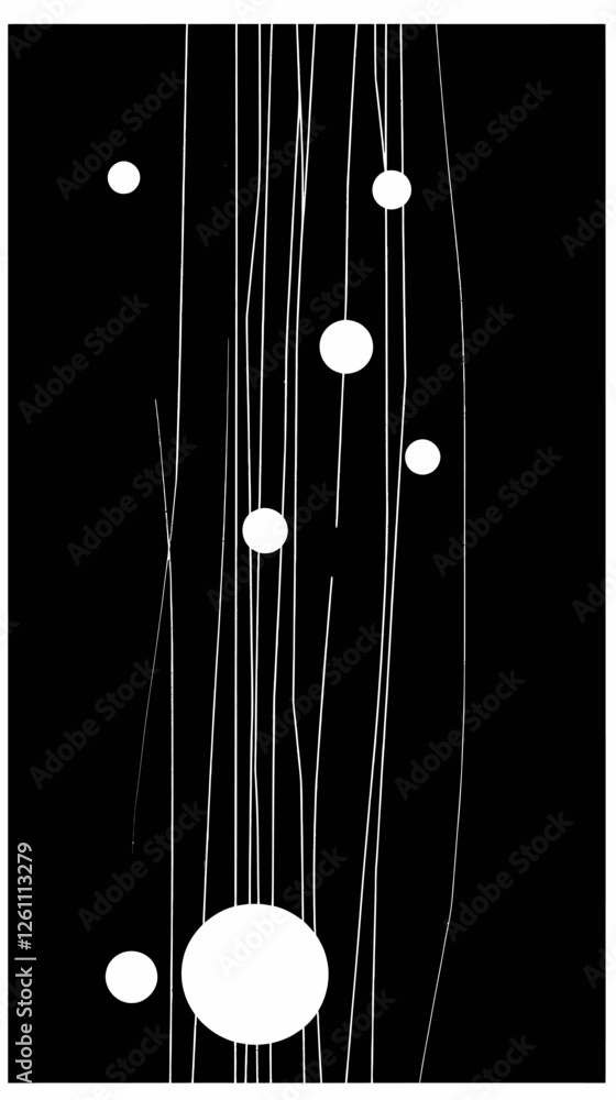 Poster minimalist black and white abstract lines and dots vector for modern design