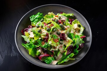 Artful Arrangement on an Elegant White Plate Vegan Caesar Salad