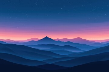Obraz premium Minimalist mountain peaks rise under twilight sky, serene and timeless landscape scene