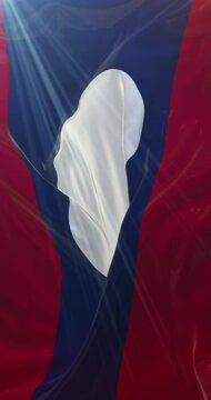 Flag of Laos. 4K Vertical. Loop