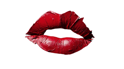 Red lipstick kissing lips showing transparent background