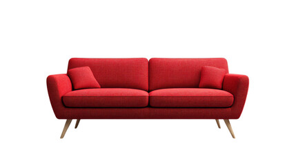 Fototapeta premium Red modern sofa isolated on transparent background with clipping path