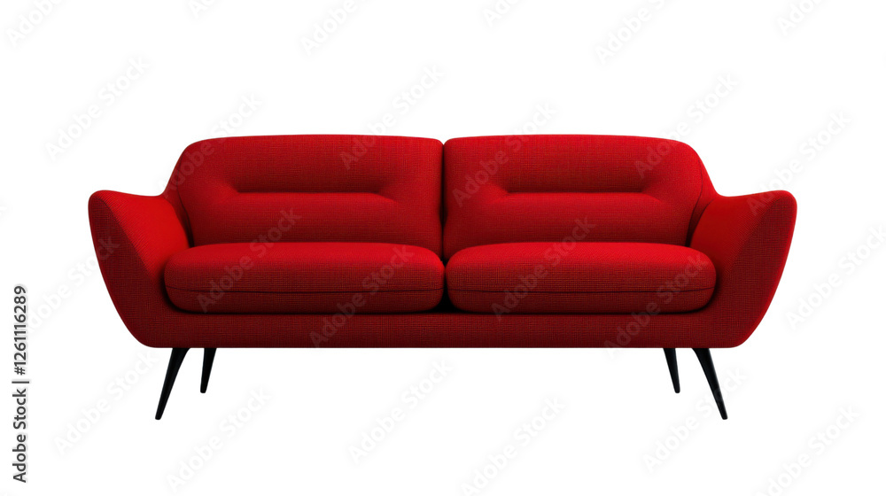 Poster red modern sofa isolated on transparent background