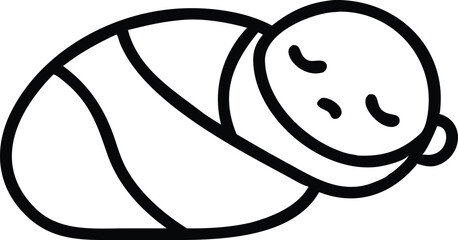 Silhouette vector of a sleeping baby wrapped in a blanket.
