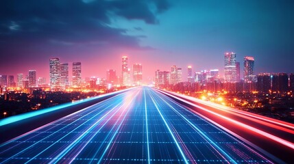 Fototapeta premium Smart city infrastructure using advanced conductive materials for energy transfer